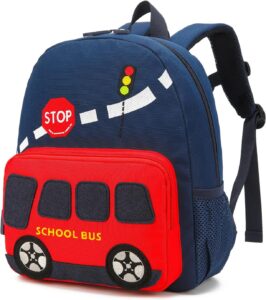 willikiva Car Dinosaur Kids Toddler Backpack for Boys and Girls Children Waterproof Preschool Bag(Red Scool Bus)