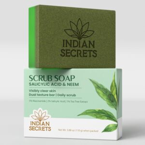 Scrub Soap with Salicylic Acid & Neem – Exfoliating Body & Face Soap – Enriched with Niacinamide, Tea Tree Extract, Neem, Salicylic Acid