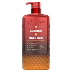 Old Spice Body Wash for Men, The Spice Alchemist Collection, 24/7 Cologne Infused Hydration, No Trade Off Formula, Free of Phthalates Silicones & Dyes, Cardamom + Amber Wood Scent, 20 oz