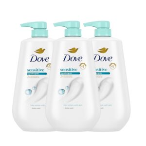 Dove Body Wash 3 Count Sensitive Skin For 24hr Lotion-Soft Skin Moisturizing Skin Cleanser Gentle Hypoallergenic Formula with No Sulfates No Parabens