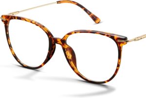 Gaoye Blue Light Blocking Glasses - Trending Round TR90 Frames, Metal Arms, UV400 Protection - Matching Soft Case
