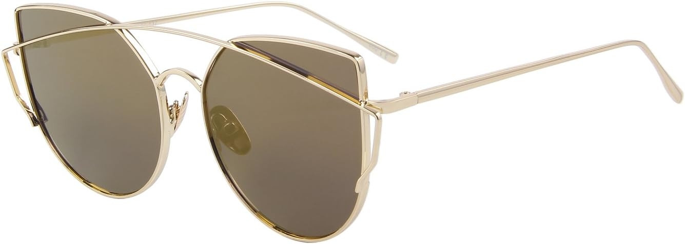 Fashion Women Cat Eye Sunglasses Coating Mirror Lens Oversized Sun glasses UV400