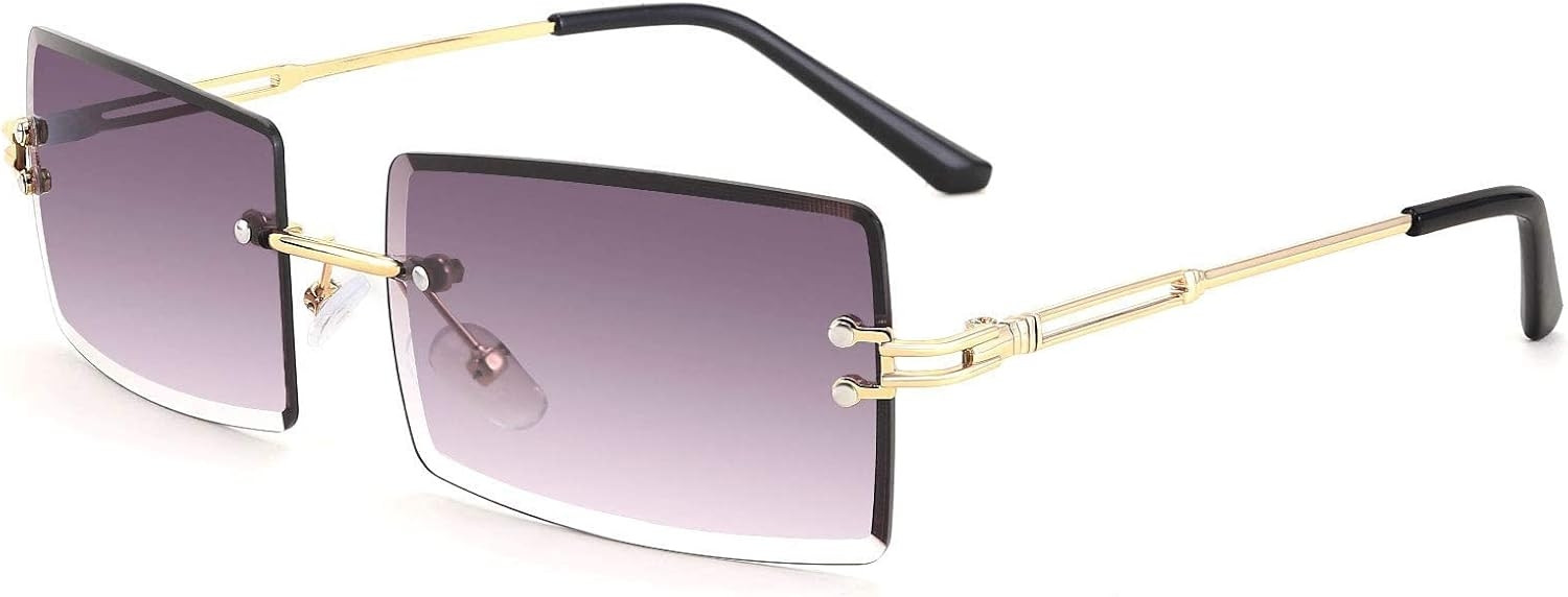 FEISEDY Vintage Rimless Sunglasses Rectangle Frameless Candy Color Glasses Women Men B2642