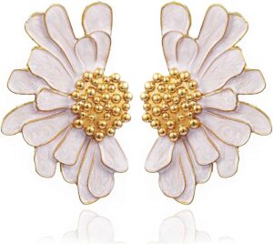 Vintage Flower Stud Earrings Exaggerated Oversized Daisy Flower Earrings Statement Jewelry for Women
