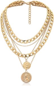 Eohak Boho Layered Necklaces for Women Trendy Retro Coin Pendant Necklace Disc Pendant Necklaces Jewelry