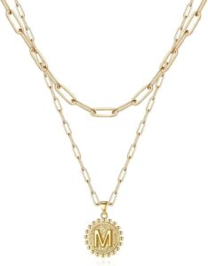 Ursteel Initial Necklace for Women – 14K Gold Plated Dainty Initial Necklaces for Women Trendy, Layered Paperclip Chain Choker Pendent Jewelry Gifts