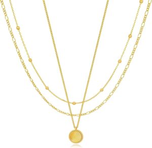 YOIHUR Layered Gold Necklaces for Women,14K Gold Plated Dainty Stackable Stack Choker Necklaces for Women Trendy Layering Pendant Chain Necklace Set Gold Jewelry for Women Gifts