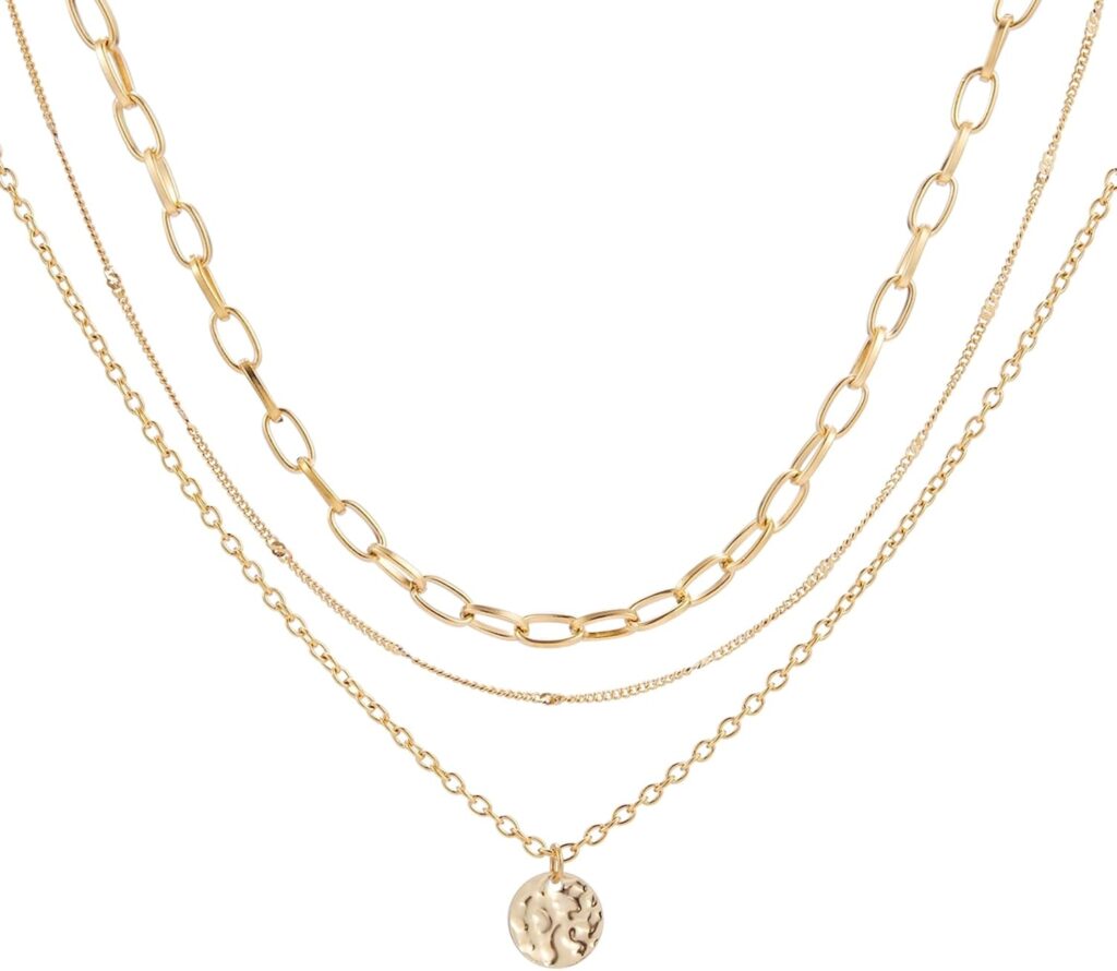 Kvekstio Gold Layered Necklace for Women, Elegant Stacked Layering Choker Fashion Jewelry for Christmas Birthday