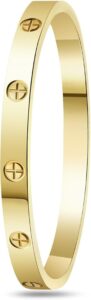 2Pcs 18K Gold-Plated Love Bangle Bracelets set for Women, Stainless Steel Cubic Zirconia Bangle Crystal Friendship Jewelry, Easter Wedding Birthday Gifts for Girlfriend, Wife, Monther