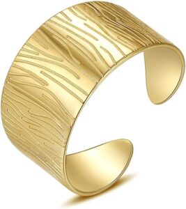 TIANYI Handmade Hammered Wide Silver Ring for Women Boho Trendy Thumb Band Adjustable Ring Open Minimalist Silver Statement Ring Women Jewelry Gift for Christmas