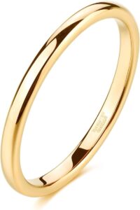 TRUMIUM 2mm 4mm 6mm 8mm Tungsten Wedding Band Ring for Men Women Silver/Rose Gold Plated/Rainbow/Gold Plated Domed High Polish Engagement Promise Rings Comfort Fit 4-15