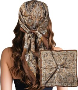 Sumolux Head Hair Scarf for Women Like Satin Silk Scarf Bandana Hair Wrapping Night Large Square Scarves 27.5"