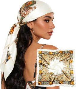 Sumolux Head Hair Scarf for Women 35" Like Satin Silk Scarf Hair Wrapping Night Bandana Large Square Scarves