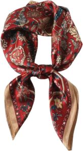 ANDANTINO 100% Mulberry Silk Square Scarf for Hair-25.6″ X25.6” Women Men Natural Silk Neckerchief Digital Printed Headscarf