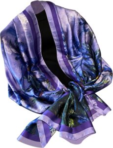 WaJuemy Elegant Silk Scarf Shawl for Women Lightweight Floral Satin Scarf Trendy Silky Scarves Headscarf Neck Shawls Wraps