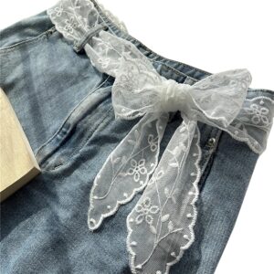 Womens Lace Knotted Waist Belt Scarf,Purse Scarf Bag Scarfs Handle Handbag Accessory