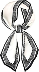Clysoru Satin Neck Scarf for Women Printed Hair Scarves Bag Scarfs Fashion Elegant Oblique Angle Design 59" X 5.9"