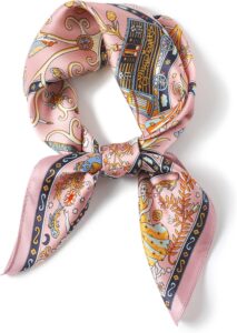 FEIBOON 100% Pure Mulberry Silk Scarfs 26″x26″ Square Scarf Women Neckerchief Headscarf hair scarf bandana Gift Packed