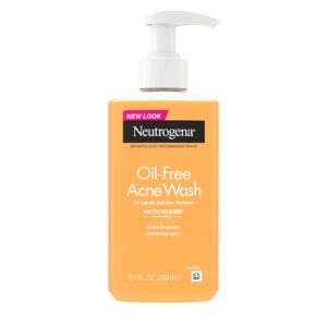 Neutrogena Oil-Free Acne Face Wash – Facial Cleanser with Salicylic Acid, Daily Cleanser for Oily & Acne-Prone Skin, Clears & Helps Prevent Breakouts, Clear Formula, 9.1 fl. oz. Bottle