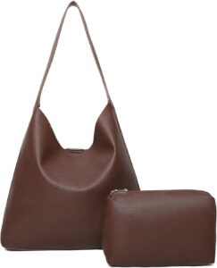 Barsine Soft Vegan Leather Hobo Bag for Women, Slouchy Shoulder Tote, Lightweight Everyday Purse for Work, Travel & Mom Life | Fashion Design, Large Capacity, With Purse Set, Stylish & Trendy