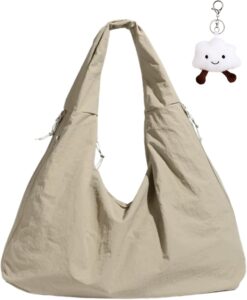Micmores Tote Bag Slouchy Hobo Bag for Women Nylon Handbag Solid Color Draped Shoulder Bag Large Underarm Purse