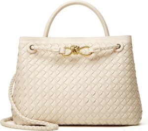 Woven Tote Bag Womens Purse: Vegan Leather Shoulder Handbags – Fashion Summer Beach Tote Bags – Large Travel Totes