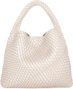 Woven Tote Bag for Women, Fashion Woven Bags for Women Vegan Leather Shoulder Handbags Large Summer Beach Travel Bag
