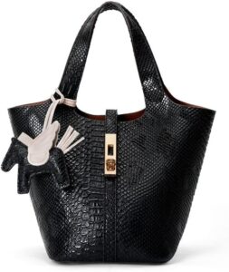 Tote Bag for Women Crocodile Pattern Satchel Bag for Women Shoulder Handbag Purse Clutch Bags for Work Evening