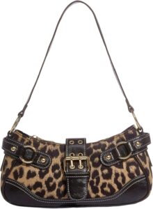 SweatyRocks Women’s Cheetah Leopard Print Clutch Buckle PU Leather Y2K Shoulder Handbags