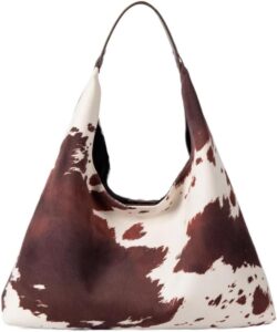 Cow Print Purse Suede Brown Large Capacity Cow Hobo Tote Bags Leopard Fall Purse Women Shopper Bag