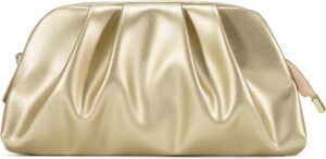 SWEETV CHUNLI Dressy Vegan Leather Clutch Purse for Women Formal, Soft Pleated PU Evening Clutch for Weddings, Proms