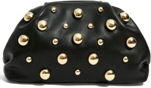 Clutch Purses for Women, Pleated PU Leather Handbag, Elegant Studded Bag, Formal Evening Bags for Galas, Proms Party | PU Leather, Elegant, evening party, Fashion, Studded