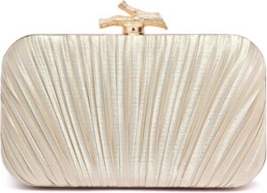 Purses for Women Evening Bag Handbags Formal Pleated Clutch Bag with Chain for Prom Wedding Party Black-tie affairs