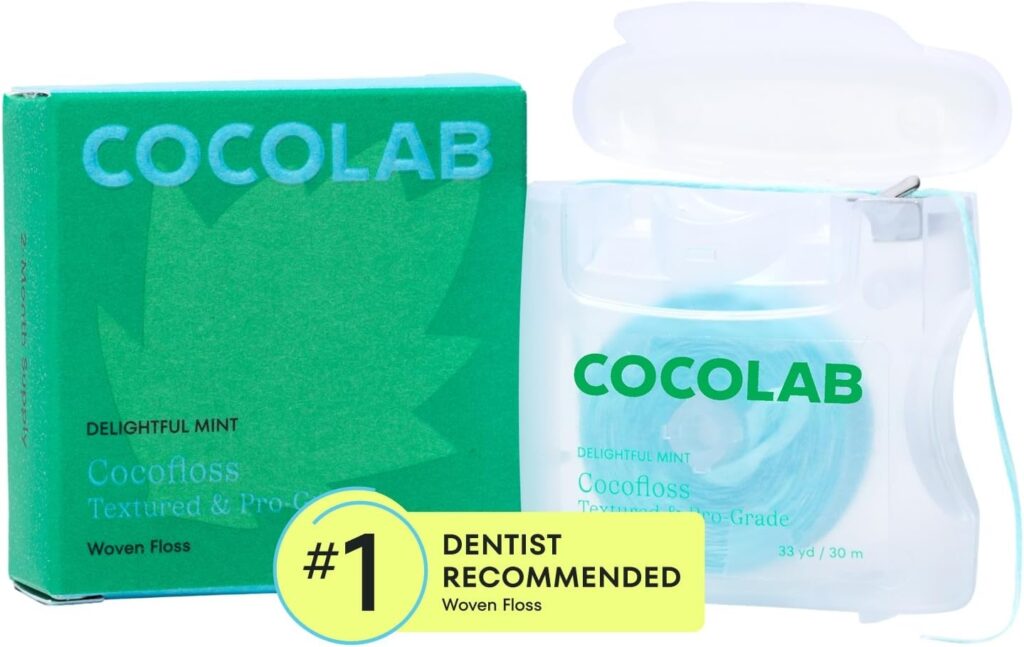 Cocofloss Expanding Woven Dental Floss by Cocolab, Waxed Tooth Floss for Daily Oral Care, Coconut Oil Infused, Vegan, for Adults and Kids, Mint Scent, 1 Pack