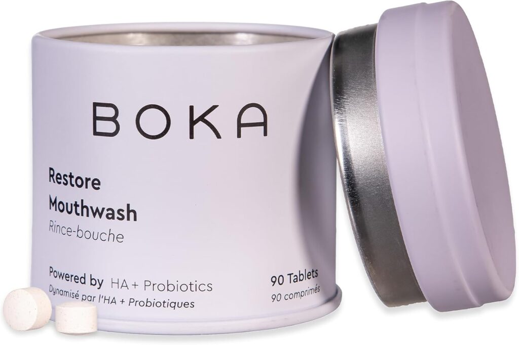 Boka Mouthwash Tablets with Hydroxyapatite - Refreshes Breath - Fluoride Free & Alcohol Free - Travel Size Mouthwash Chewable Tablets - (90 Pcs, Mint)