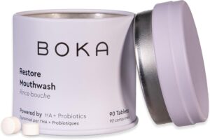 Boka Mouthwash Tablets with Hydroxyapatite – Refreshes Breath – Fluoride Free & Alcohol Free – Travel Size Mouthwash Chewable Tablets – (90 Pcs, Mint)