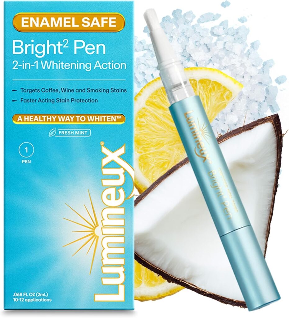 Lumineux 2-in-1 Whitening Pen Enamel Safe and Clinically Proven to Whiten Without The Sensitivity - Removes Coffee, Tea, and Smoking Stains