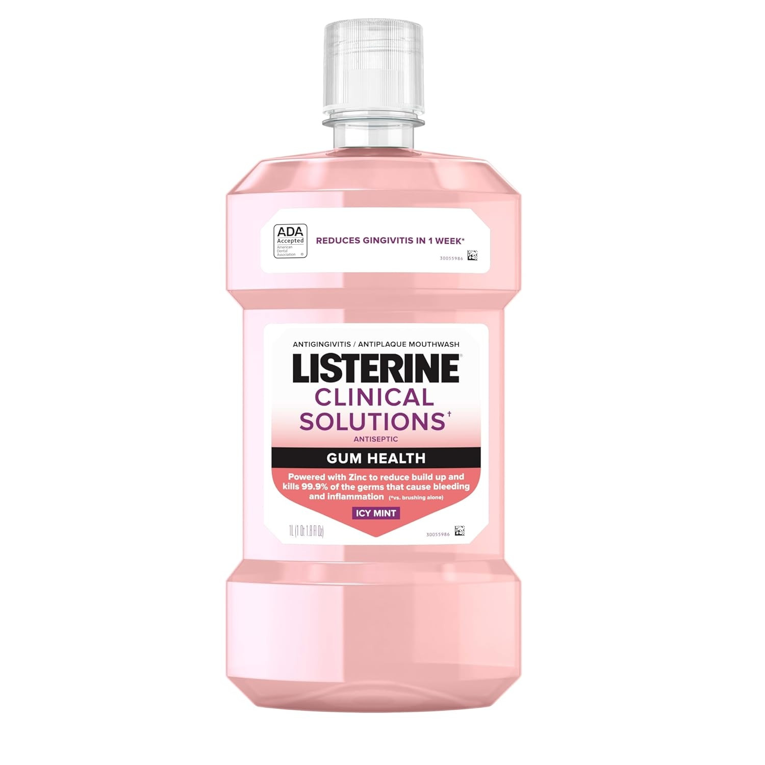 Listerine Clinical Solutions Gum Health Antiseptic Mouthwash Antigingivitis & Antiplaque Oral Rinse Helps Prevent Plaque Buildup & Immediately Kills Germs for Healthier Gums - ICY Mint - 1 L