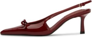 Kitten Heels with Bow Closed Toe Slingback Heels