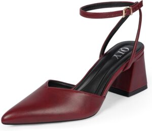 QIY Closed Toe Heels for Women Pumps Chunky Heel Strappy Sandals
